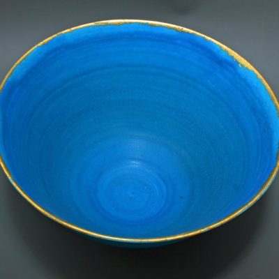 Blue bowl with gold leaf