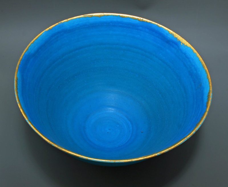 Blue bowl with gold leaf