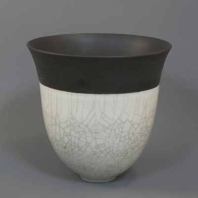 Medium white and black crackle vase