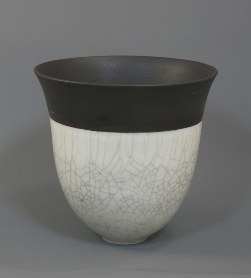 Medium white and black crackle vase